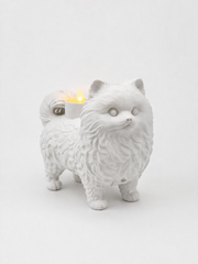 Hunoba Creative witte Pomeriaan waxinelichthouder met LED waxinelicht in studio setting